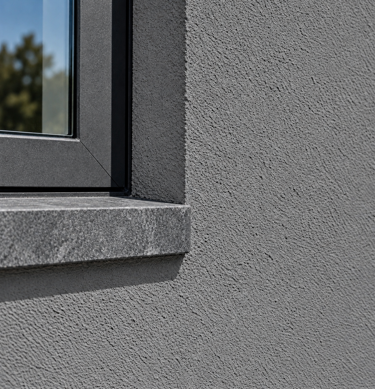 Acabado de Waxtard Gris limpio y uniforme junto a una ventana